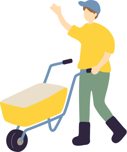 一輪車を押す人のイラスト