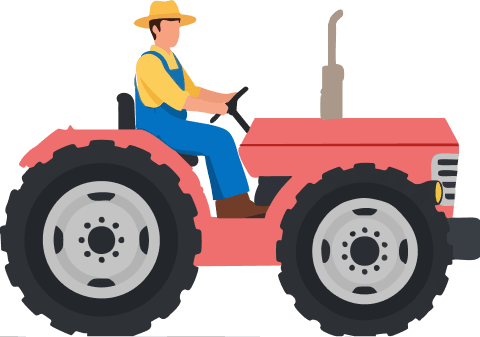 トラクターを運転する人のイラスト